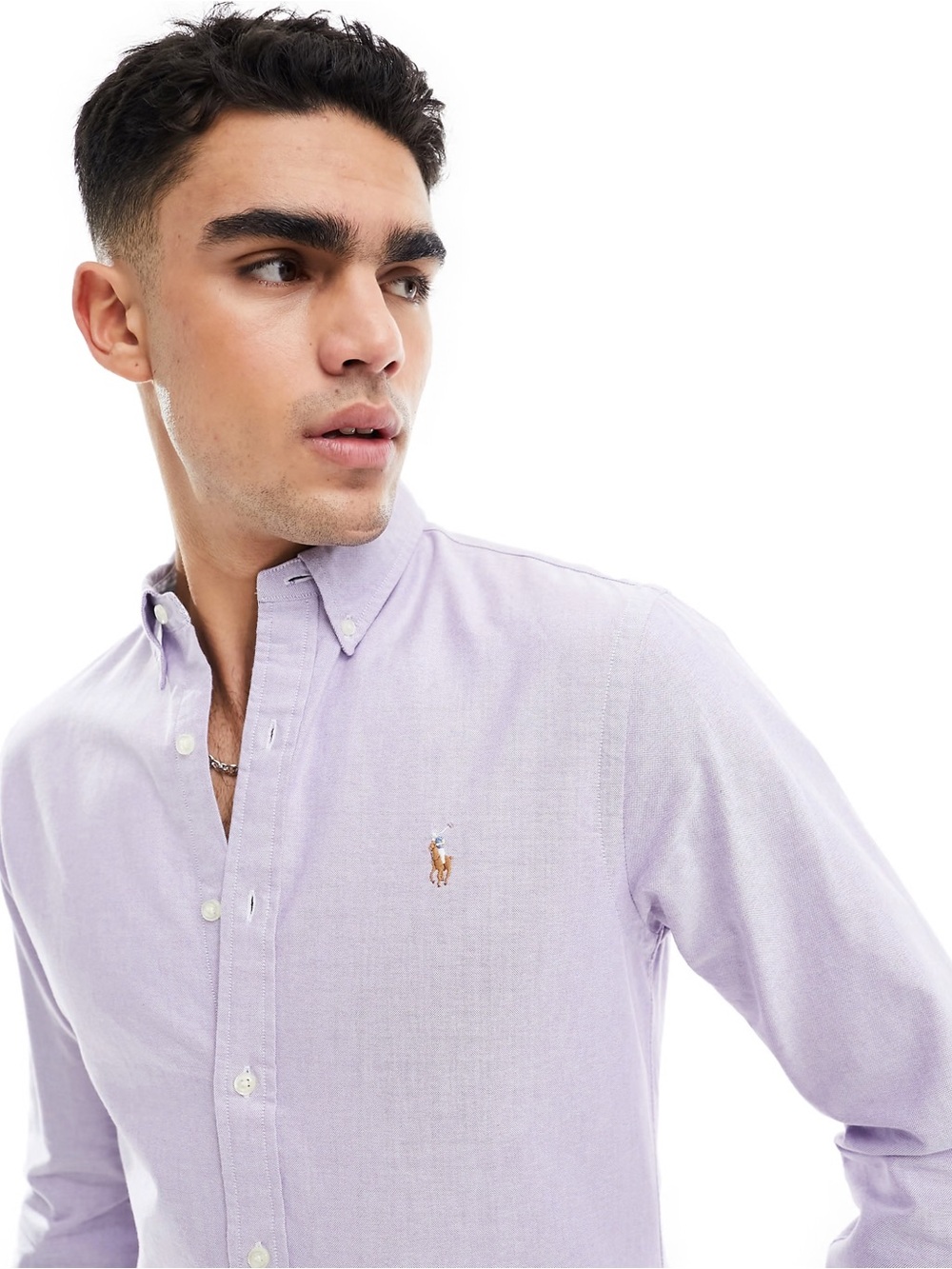 Polo Ralph Lauren Slim Fit Stretch Oxford Shirt Lavender Button Down Men's Small